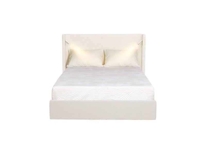  Lit coffre stan 2 160x200 cm velours côtelé beige avec leds et ports usb KTSTAN2CORDWH160 - Conforama B