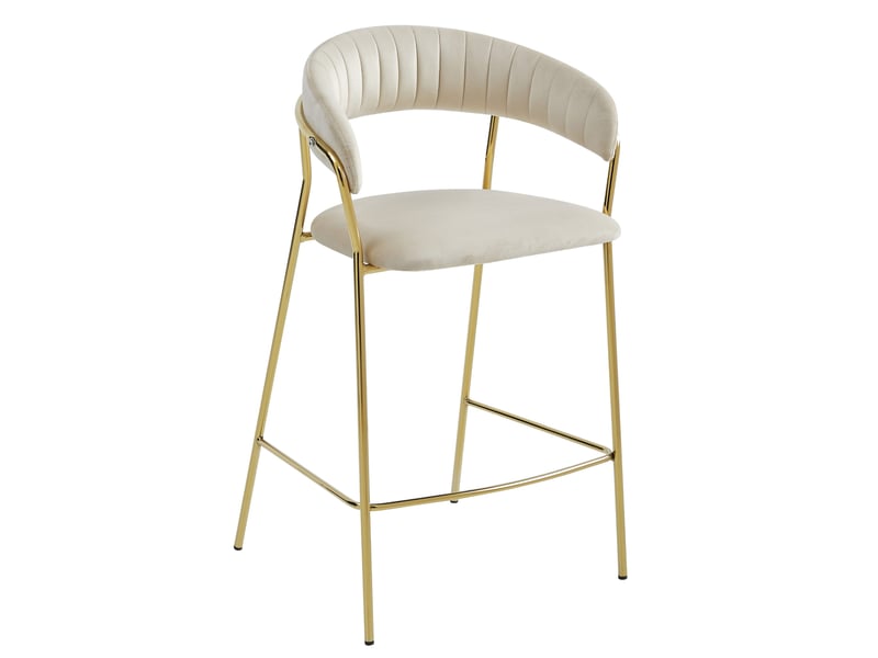 Family hoker badia - velours beige pieds dorés x 2  - Conforama B