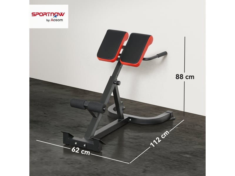 Banc d'hyperextension 112x62x88 cm réglable métal rouge et noir - Conforama D
