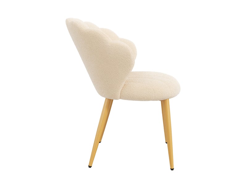 Lot de 6 fauteuils - 60x62.5x83 cm - tissu bouclé - assise rembourrée - dossier coquillage - pieds en métal - moderne - beige CozyNest - Conforama C