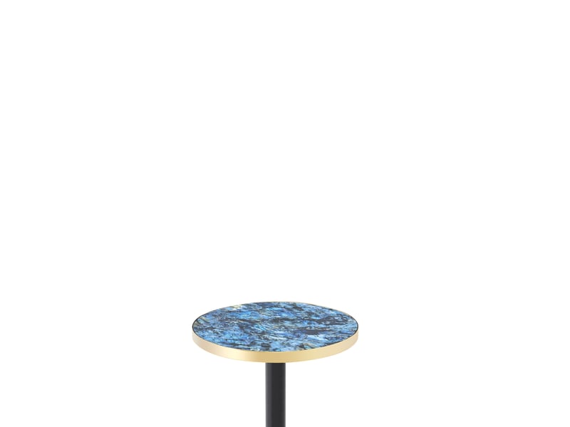  Table de jardin bistrot ronde à pied central stable, plateau aspect marbre bleu, en mdf et métal, diamètre 60 × 73,7 cm  - Conforama D