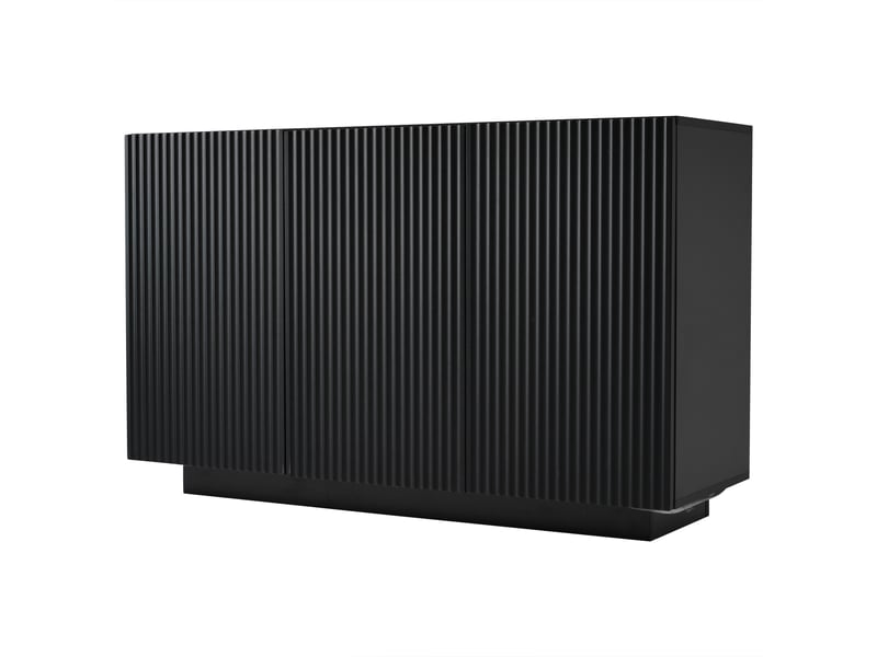  Buffet 3 portes avec 6 compartiments et led bluetooth pour salon en mdf 120×40×75 cm noir  - Conforama A
