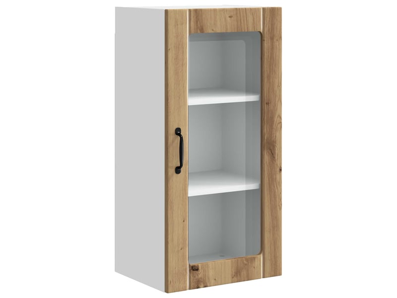  Meuble mural de cuisine, cabinet en verre mural chêne artisanal 40x31x80cm shl1482  - Conforama A