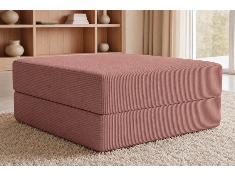  Cosima - pouf en petit velours côtelé rose 100x80x34  - Conforama E