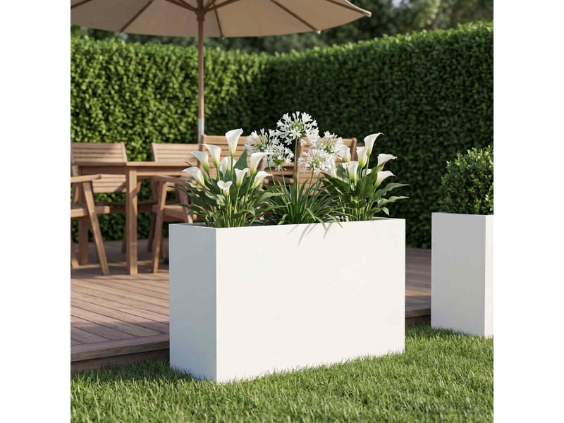 Jardinière - cache-pot de jardin blanc 80 x 30 x 40 cm acier laminé à froid - Conforama B