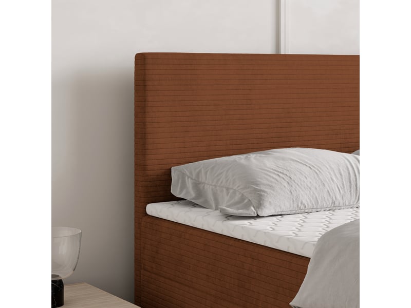  Boxspring nira 200x200 cm, lit complet avec matelas, orange  - Conforama D