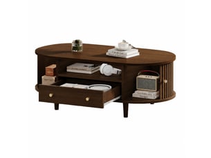 Table basse ovale coloris bois foncé <strong></strong> <strong></strong> - 50 cmx100 cm