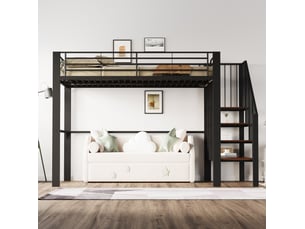 Lit mezzanine 140x200 cm OKWISH   coloris noir