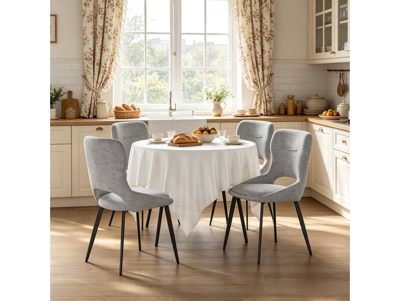  Chaise de salle à manger 48x45x86cm lot de 4, gris, métal, accoudoirs, dossier enveloppant  - Conforama D