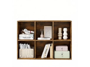Bibliotheque coloris  bois foncé 6 étagère(s) WISHDOR  - 29 cm x 89 cm
