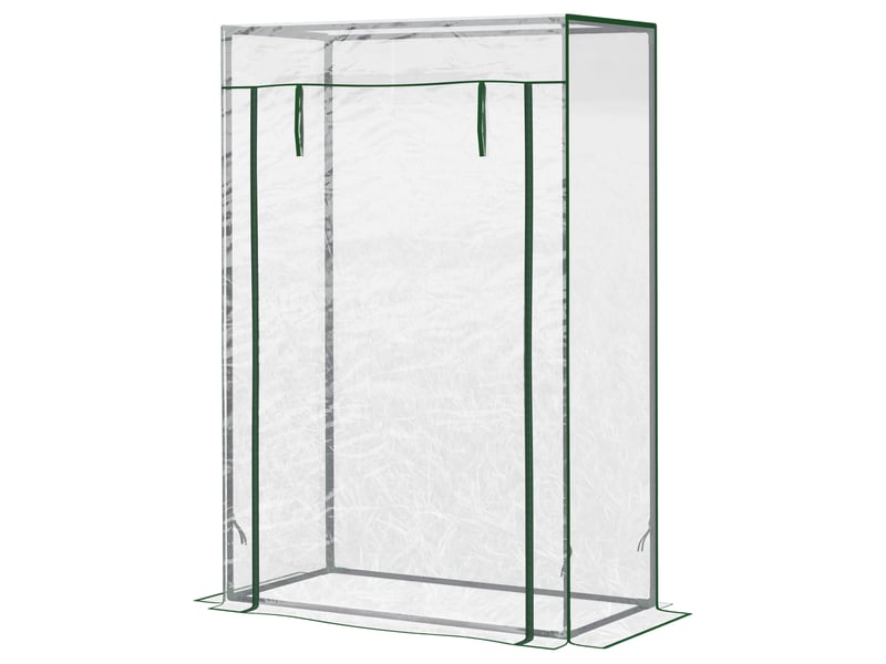  Serre avec porte enroulable et structure en acier, serre de jardin pour terrasse ou patio, 100 x 50 x 150 cm, transparente  - Conforama B