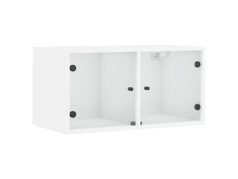  Armoire murale salon, meuble de rangement avec portes en verre blanc 68,5x37x35 cm  - Conforama A