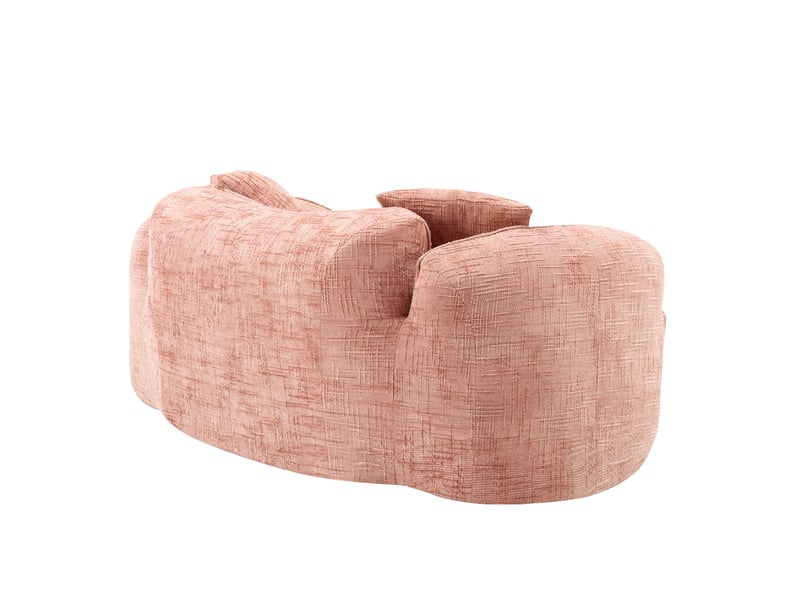  Canapé droit fixe 2 places rose en tissu, accoudoirs arrondis et 2 coussins, idéal pour petits espaces  - Conforama E