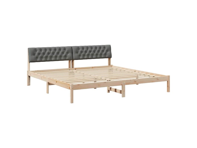  Lit double- lit adulte -  cadre de lit avec tête de lit marron et gris foncé 200 x 200 cm  - Conforama A