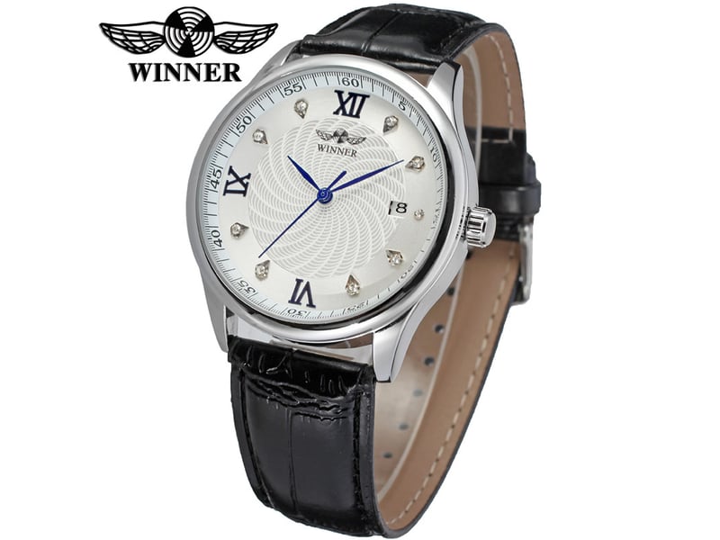 (style 6) montre numérique unisexe avec bracelet en cuir, étanche, avec calendrier et mouvement mécanique.