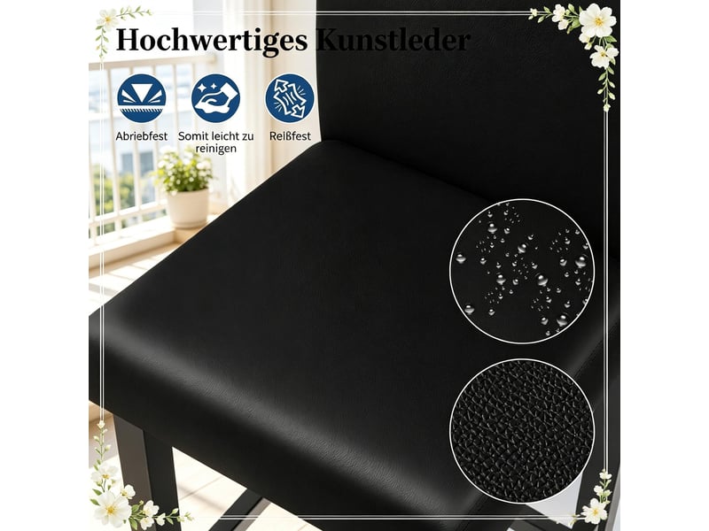  Lot de 2 tabourets de bar,41x37,5x110 cm,avec dossier,similicuir,noir  - Conforama E