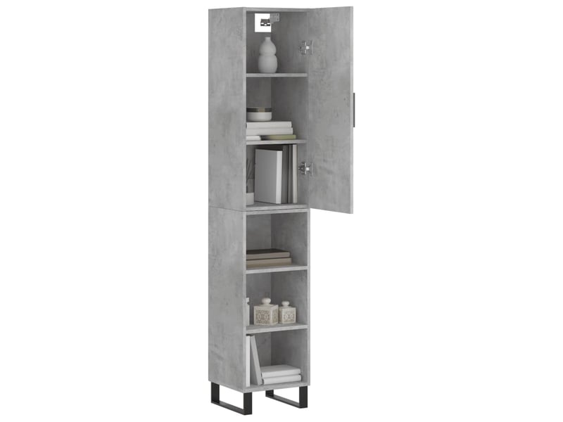  Buffet haut - bahut - meuble de rangement gris béton 34,5x34x180 cm bois d'ingénierie  - Conforama C
