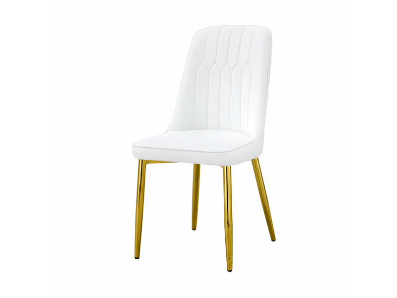  Chaises de salle à manger 2 pièces en simili cuir blanc, design moderne et minimaliste, assise et dossier larges, pieds métalliques antidérapants, pour salle à manger et cuisine.  - Conforama A