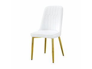 Chaises de salle à manger 2 pièces en simili cuir blanc, design moderne et minimaliste, assise et dossier larges, pieds métalliques antidérapants, pour salle à manger et cuisine.
