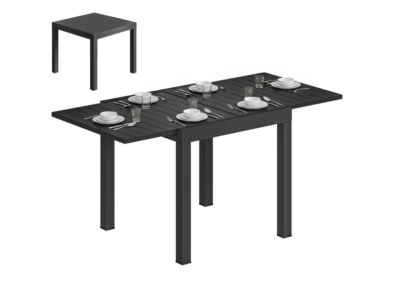 Table de jardin extensible aluminium noir 160x80x75cm - Conforama B
