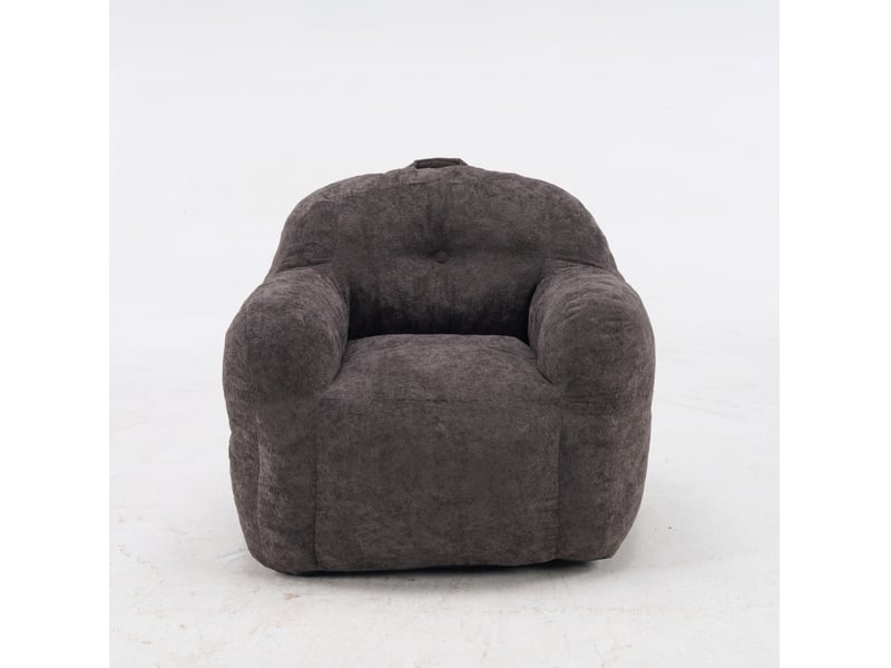 Fauteuil pouf avec accoudoirs 95x95x79 cm – gris foncé – garnissage en mousse déchiquetée, sans montage - Conforama A
