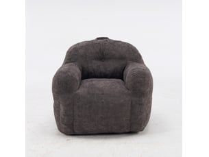 Fauteuil pouf avec accoudoirs 95x95x79 cm – gris foncé – garnissage en mousse déchiquetée, sans montage