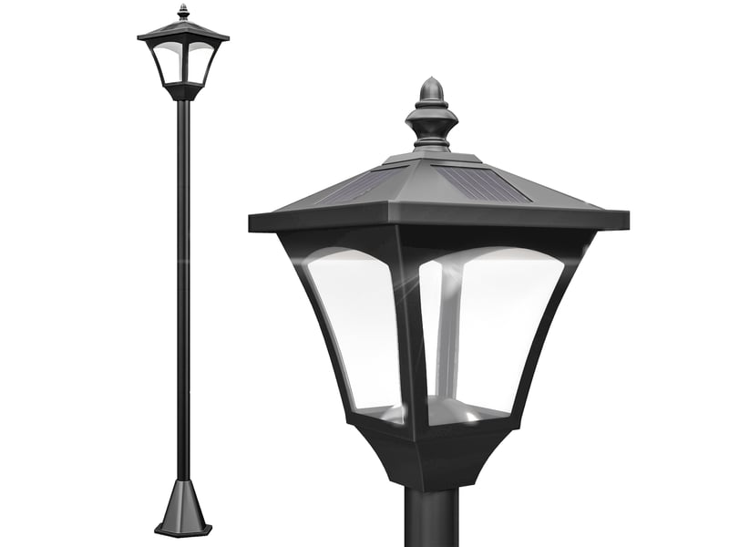  Lanterne solaire de jardin led 30 lumens, lampe solaire à piquet de 120 cm, noire  - Conforama A