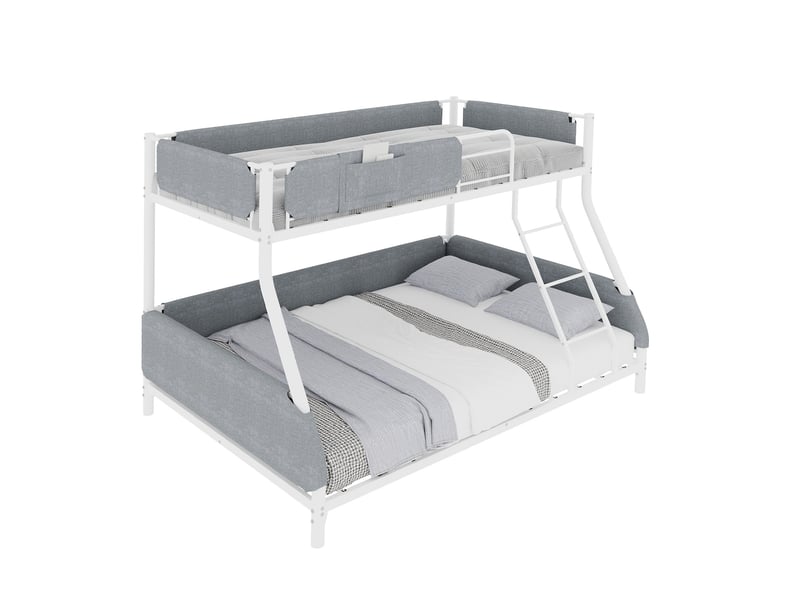 Lit superposé en fer blanc ancien, couchages 90x190 cm et 140x190 cm - Conforama A