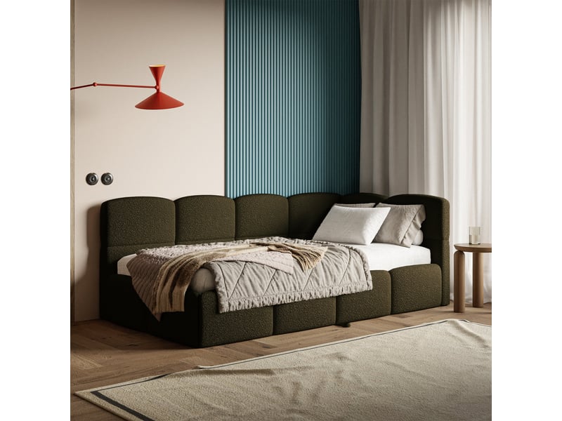  Selsey cloudy - lit rembourré - 170x185 cm - bouclé vert olive - côté droit Cloudy - Conforama C