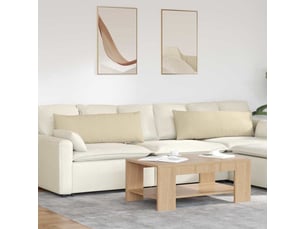 Lot de 2 coussins de canapé, coussins décoratifs tissu crème 120 x 40 cm cf58806