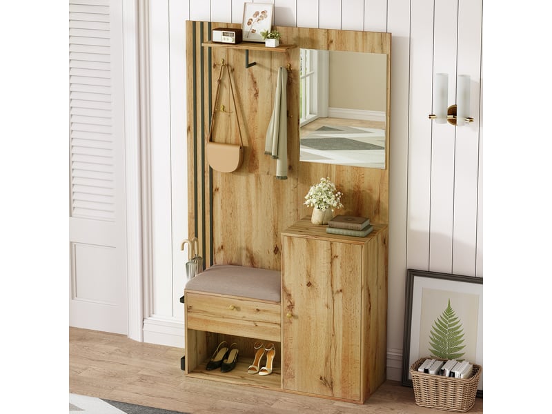  Portemanteau avec banc et rangement 115 x 185 cm en mdf  - Conforama B