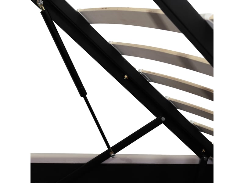  Lit coffre140x200 cm - lit double avec rangement - tête de lit rembourrée - sommier relevable hydraulique  - beige  - Conforama W