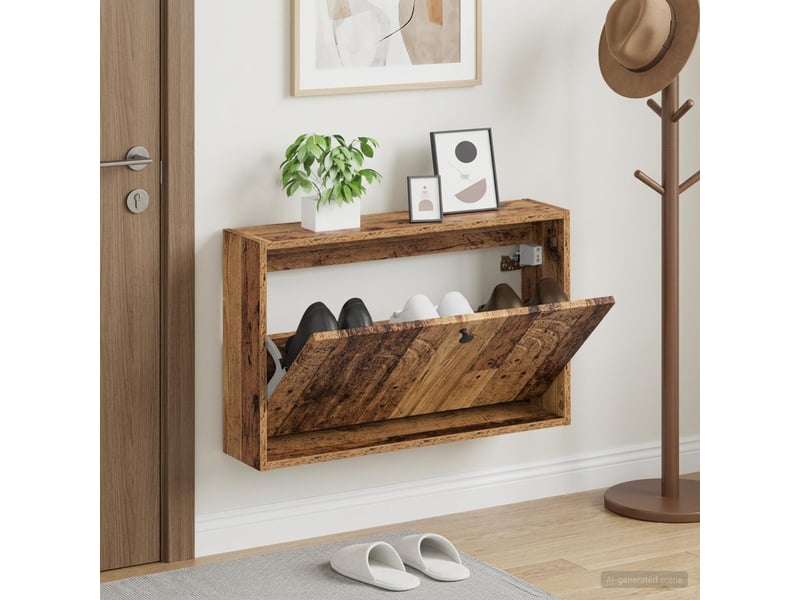  Meuble à chaussures mural, armoire à chaussures alkmaar 71x17x43 cm bois ancien  - Conforama B