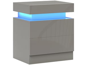 Table de chevet avec éclairage led, 2 tiroirs et commande par application, idéale pour la chambre ou le salon, 45 x 35 x 52 cm, grise