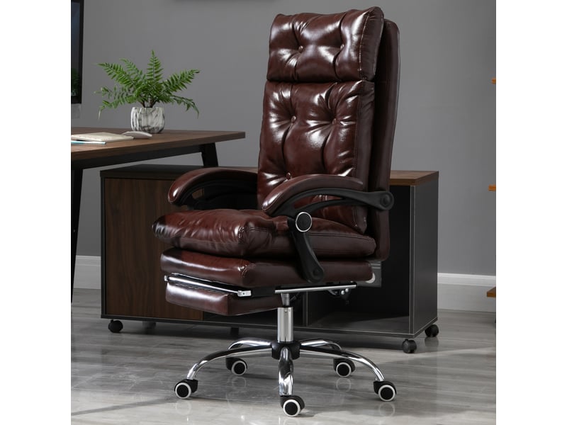  Fauteuil de bureau en cuir pu marron avec dossier inclinable à 135°  - Conforama C