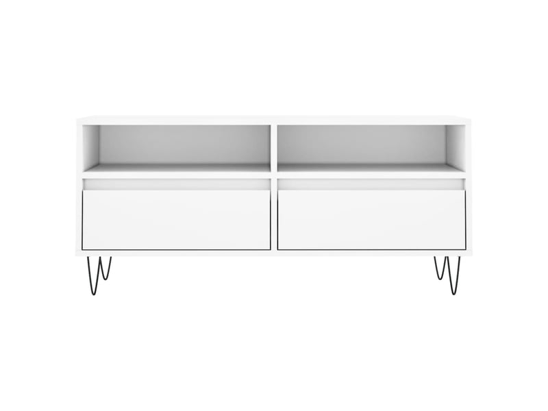  Meuble tv - banc tv - meuble de rangement blanc 100x34,5x44,5 cm bois d'ingénierie  - Conforama E