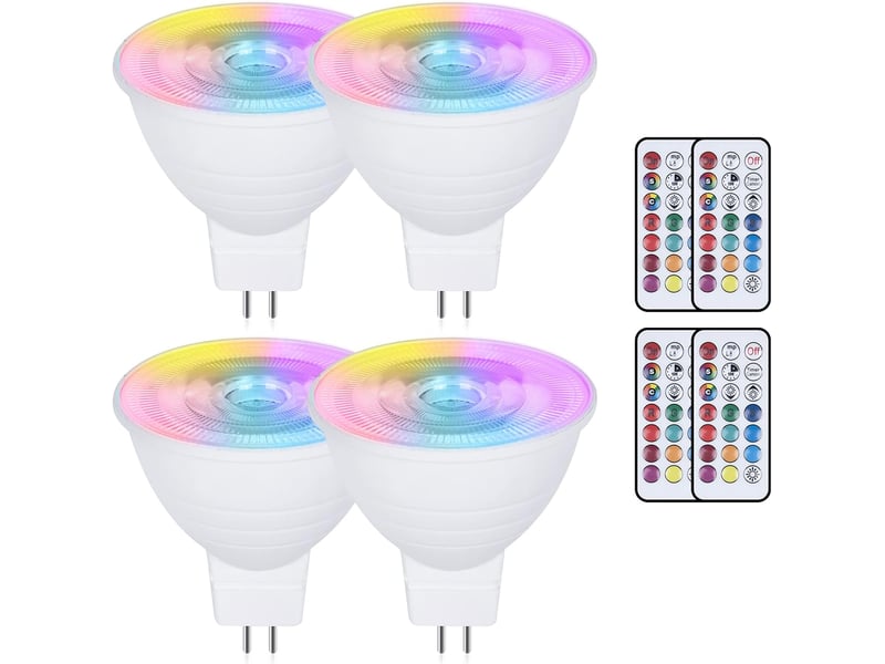  4 ampoules gu5.3 3w rvb+3000k télécommande  - Conforama A