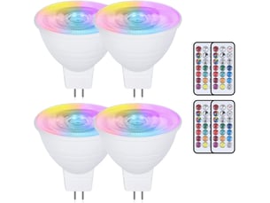 4 ampoules gu5.3 3w rvb+3000k télécommande
