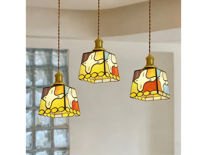 Suspension led en verre style rétro, lampe en forme de colombe avec éclairage 3 températures de couleur, luminaire décoratif pour intérieur - Conforama C