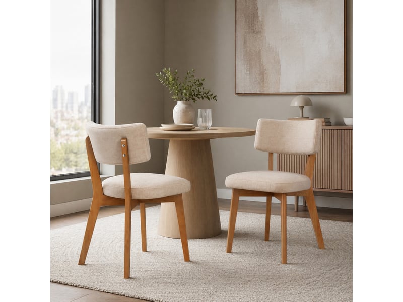  Chaise de salle à manger tcqpz lot de 2 design 54,5 x 47 x 77 cm bois beige  - Conforama D
