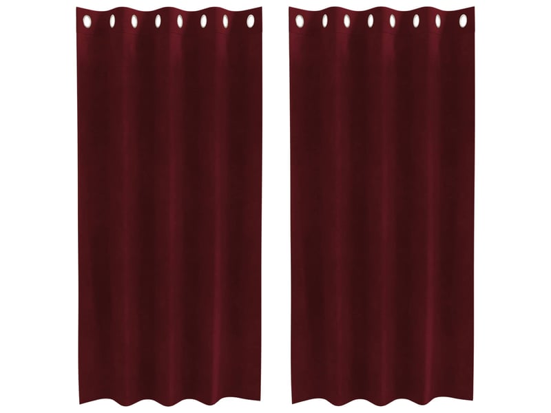 Lot de 2 rideaux, rideaux de fenêtre bordeaux 140 x 175 cm velours cf44005 - Conforama A