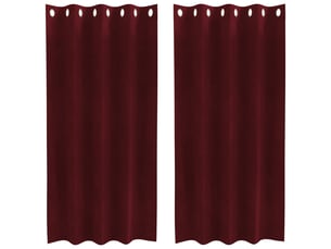 Lot de 2 rideaux, rideaux de fenêtre bordeaux 140 x 175 cm velours cf44005