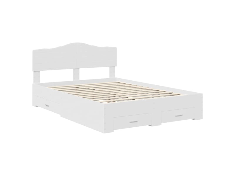  Lit double- lit adulte -  cadre de lit avec tiroir blanc 160 x 200 cm bois d'ingénierie  - Conforama C