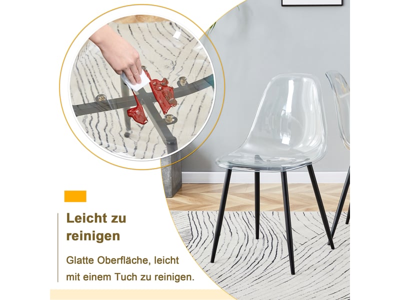  Lot de 4 chaises de salle à manger,transparentes,plastique et métal,noir  - Conforama E