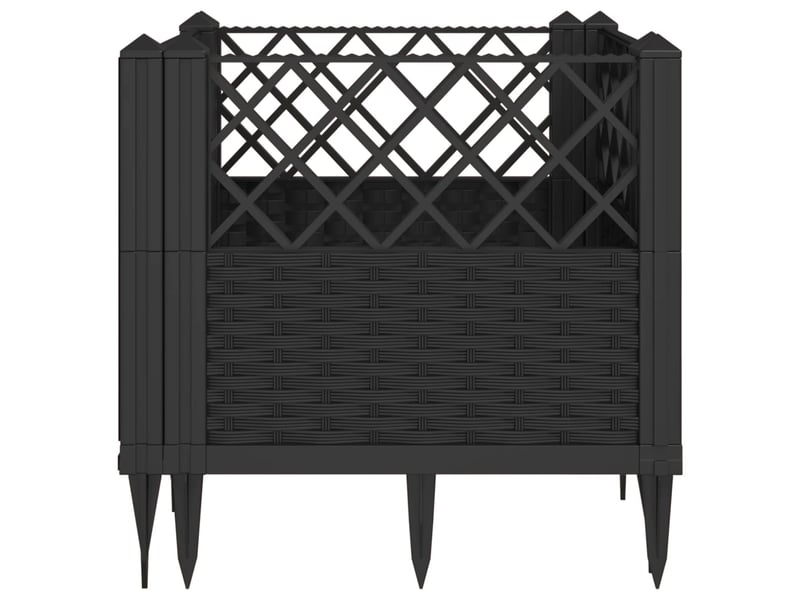  Jardinière - bac à fleurs avec piquets noir 43,5x43,5x43,5 cm pp  - Conforama D