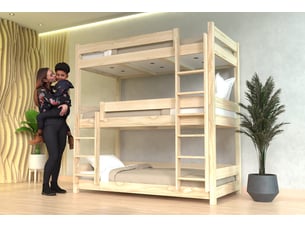 Lit superposé 80x190 cm <strong>ABC MEUBLES</strong> <strong>TRI380-B</strong> coloris naturel