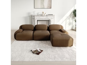Canapé d'angle modulable en velours côtelé, marron, 298 x 178 x 70 cm