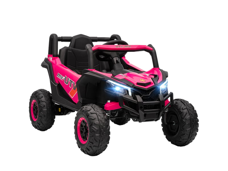  Voiture électrique 12v pour enfants, télécommande, ceinture de sécurité, klaxon, phares led, port usb, pour les 3-5 ans, rose  - Conforama A