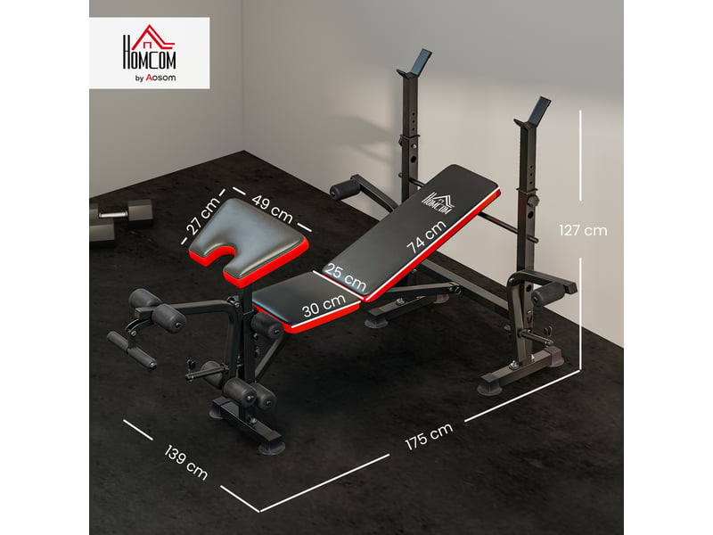  Banc de musculation fitness entrainement complet avec support d'haltères dossier réglable acier 175 x 139 x 127 cm noir  - Conforama E