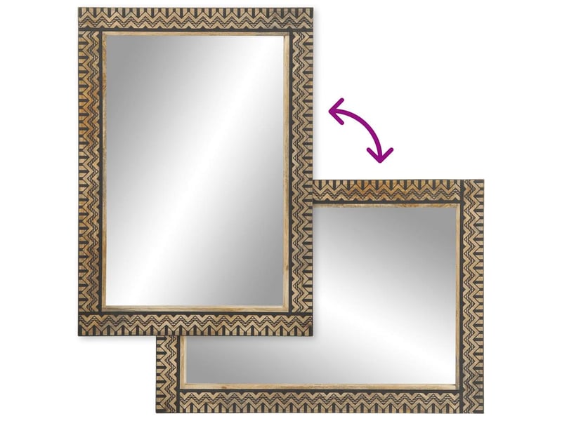  Miroir de salle de bain, miroir de toilette 50x70 cm bois de manguier massif et verre cf62478  - Conforama D